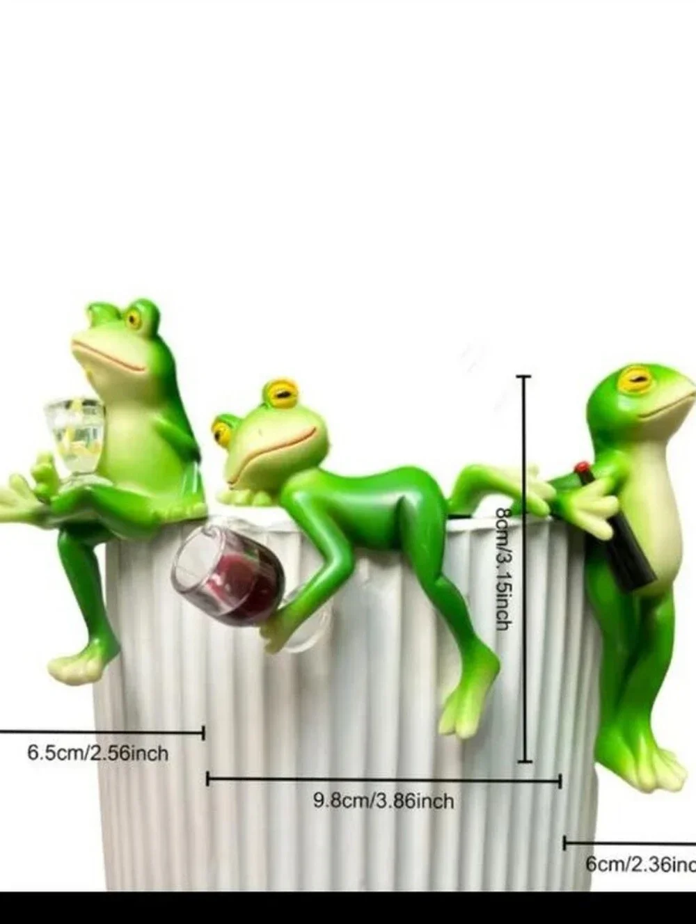 3pc Set Funny Drinking Frogs Resin Planter Garden Aquarium Decor. NWT